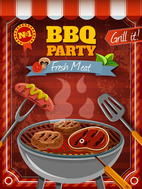 Cartel de fiesta de barbacoa