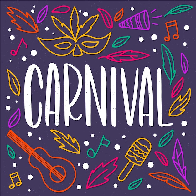 Cartel de fiesta de carnaval dibujado a mano