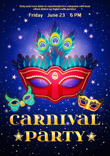 Cartel fiesta de carnaval con fecha del evento