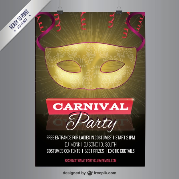 Vector gratuito cartel para la fiesta de carnaval