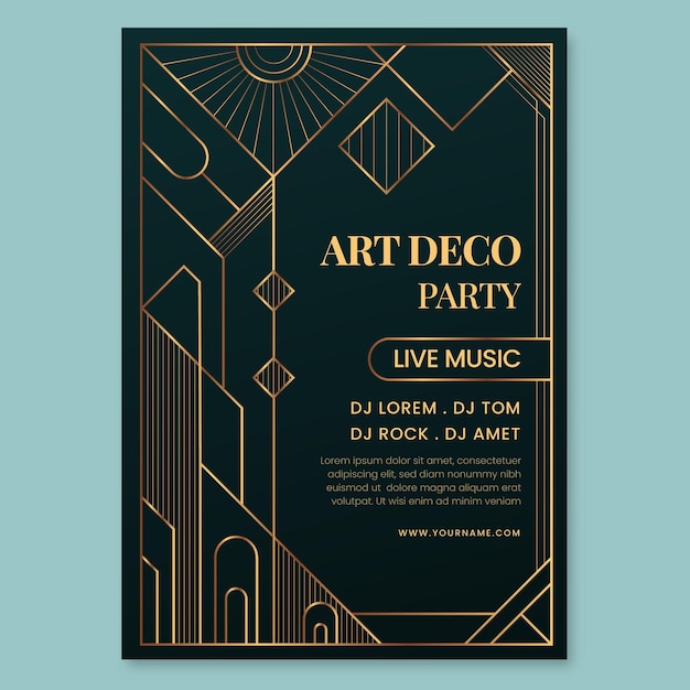 Vector gratuito cartel de fiesta degradado art deco