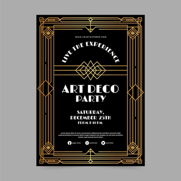 Vector gratuito cartel de fiesta degradado art deco