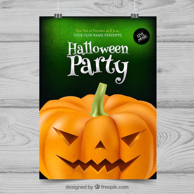 Vector gratuito cartel de fiesta de halloween con calabaza