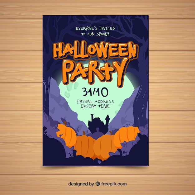 Cartel de fiesta de halloween con calabazas