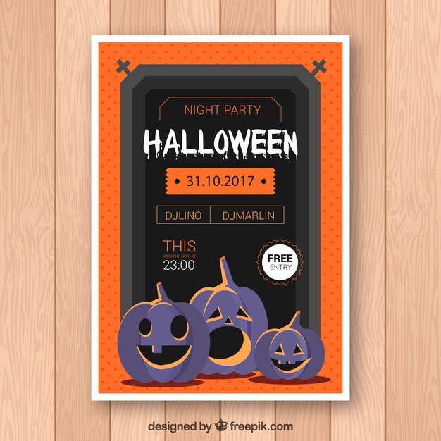 Vector gratuito cartel de fiesta de halloween con calabazas