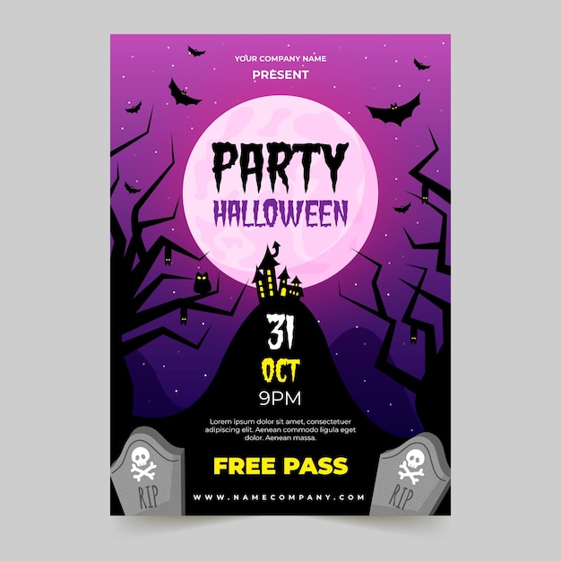 Vector gratuito cartel de fiesta de halloween de diseño plano