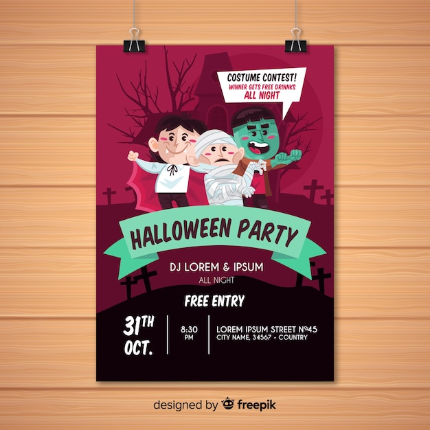 Vector gratuito cartel de fiesta de halloween