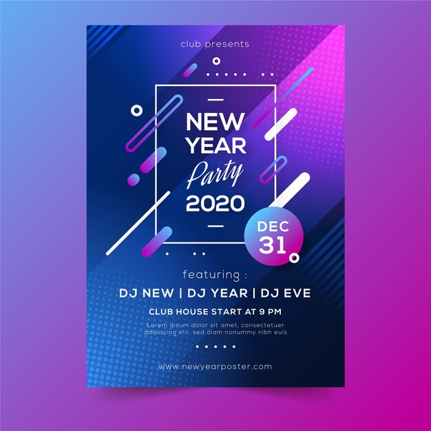 Cartel de fiesta de invierno abstracto año nuevo 2020 fiesta