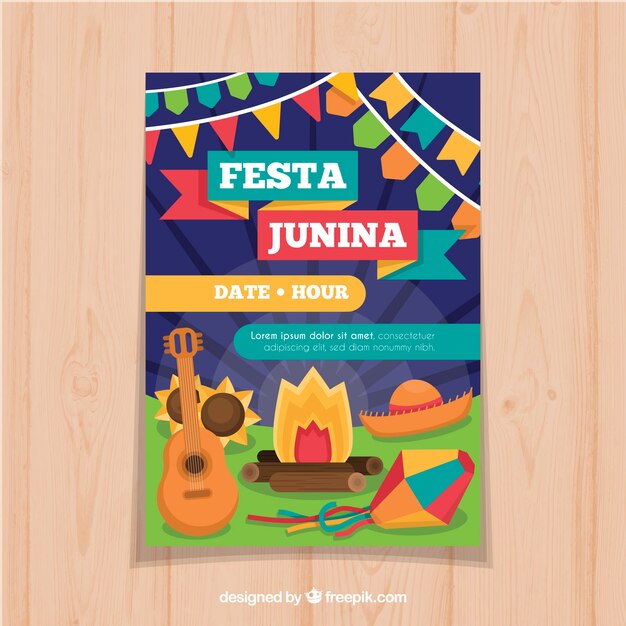 Cartel de fiesta junina con elementos de celebración