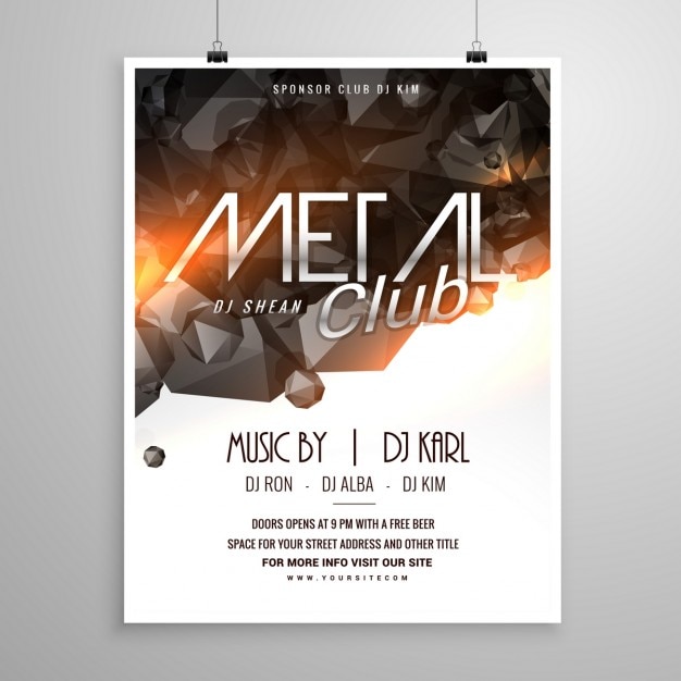 Vector gratuito cartel de fiesta en metal club