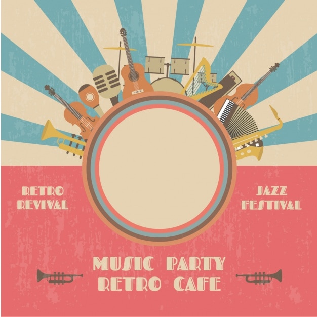 Vector gratuito cartel de fiesta de música retro