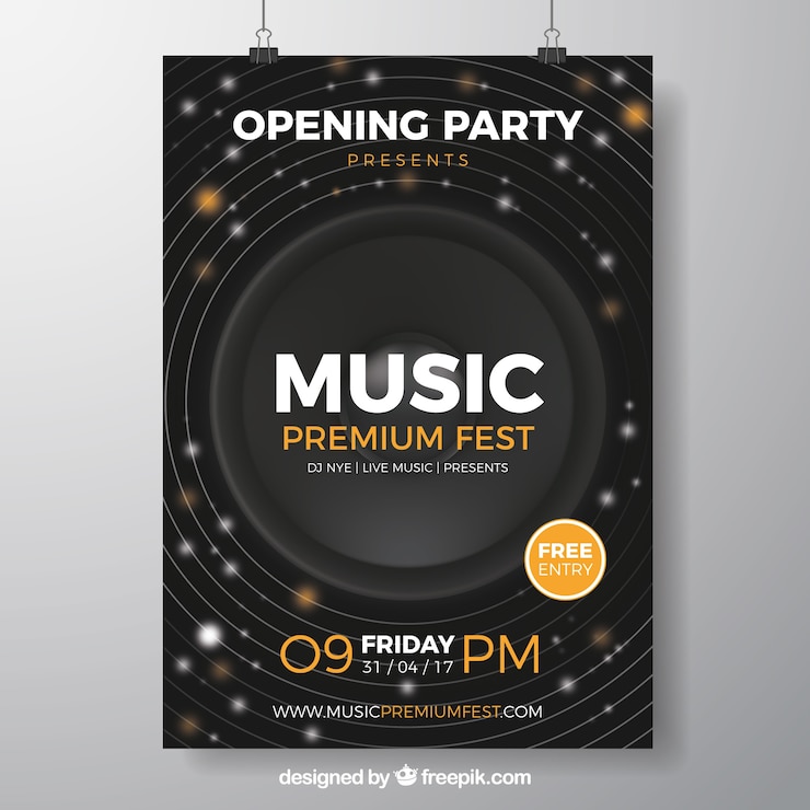 Vector gratuito cartel de fiesta de música