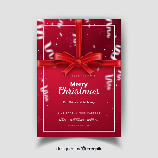 Cartel de fiesta de navidad en estilo realista