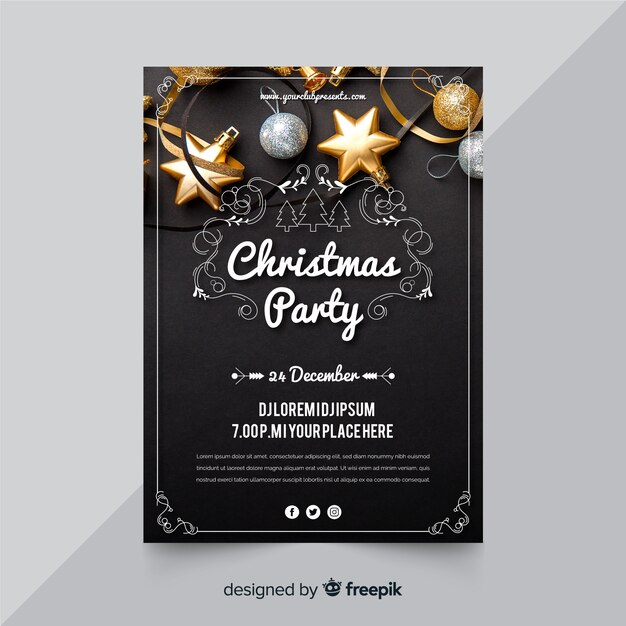 Cartel de fiesta de navidad con foto