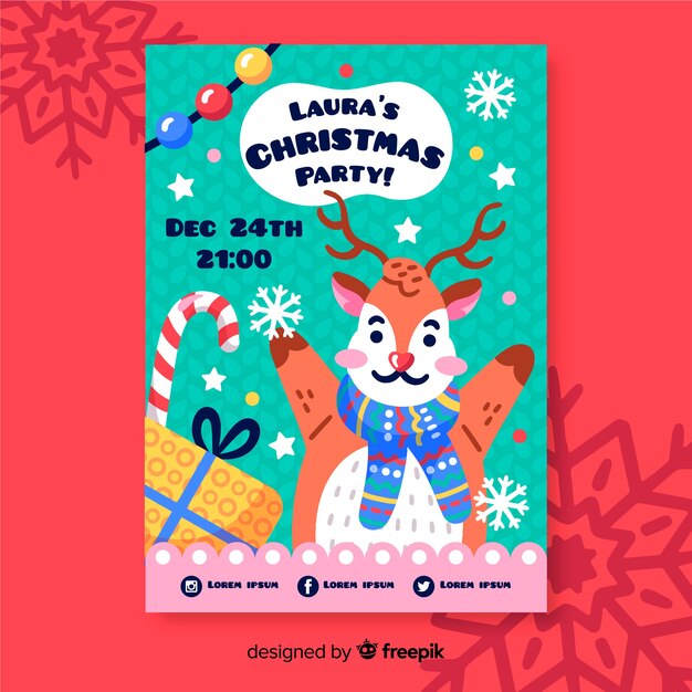 Cartel de fiesta de navidad con renos