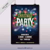 Vector gratuito cartel de fiesta navideña con bolas decorativas
