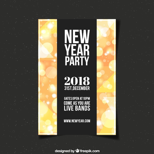 Vector gratuito cartel de fiesta negro y amarillo para el año nuevo