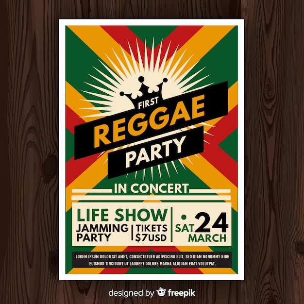 Cartel de fiesta nocturna de reggae