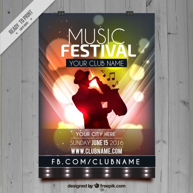 Cartel de fiesta con un saxofonista