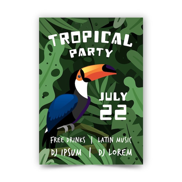Vector gratuito cartel fiesta tropical
