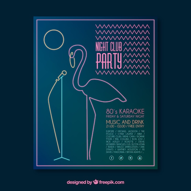 Cartel de fiesta de verano en estilo plano