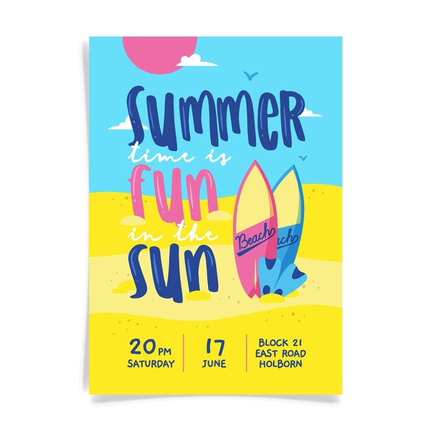 Cartel de fiesta de verano de letras