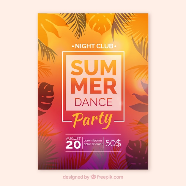 Vector gratuito cartel de fiesta de verano