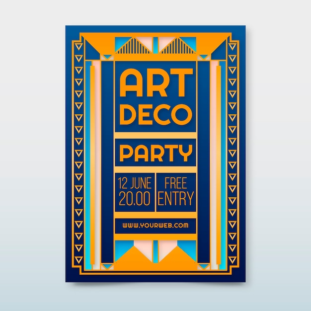 Cartel de fiesta vintage degradado art deco