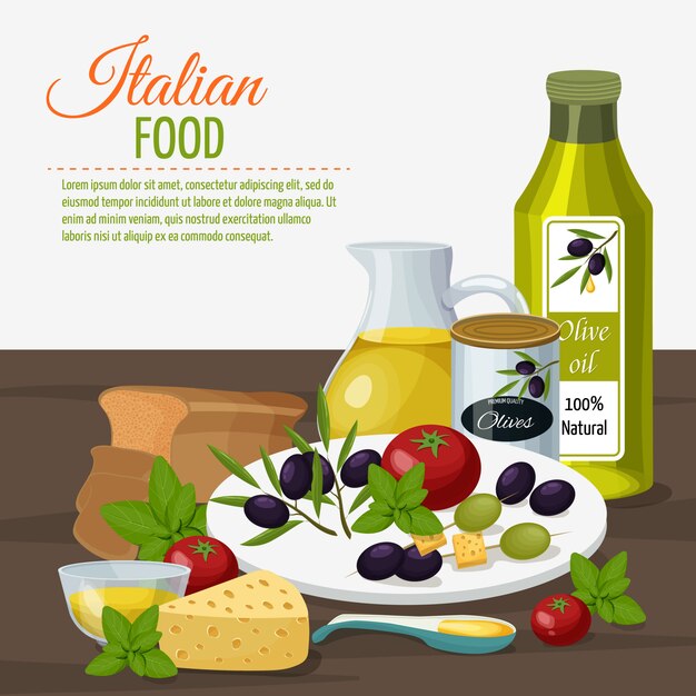 Cartel de fondo culinario de aceite de oliva