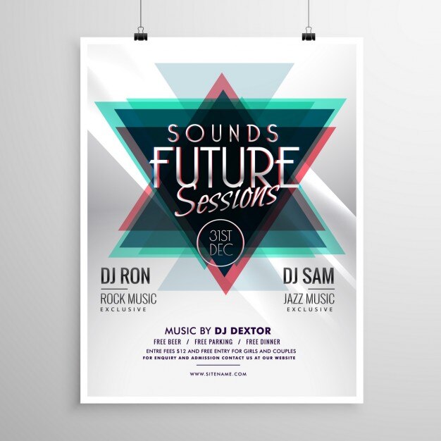 Cartel con formas de triangulares para una fiesta