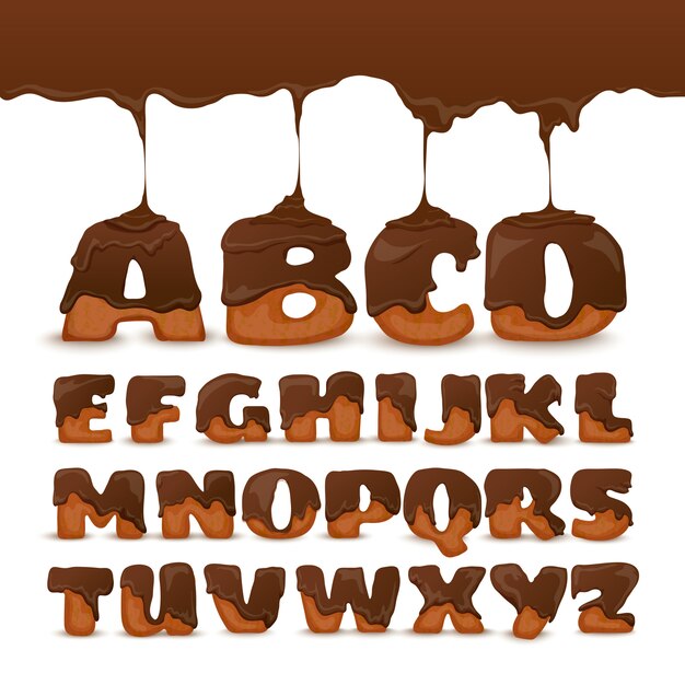 Cartel de fusión de la colección de las galletas del alfabeto del chocolate