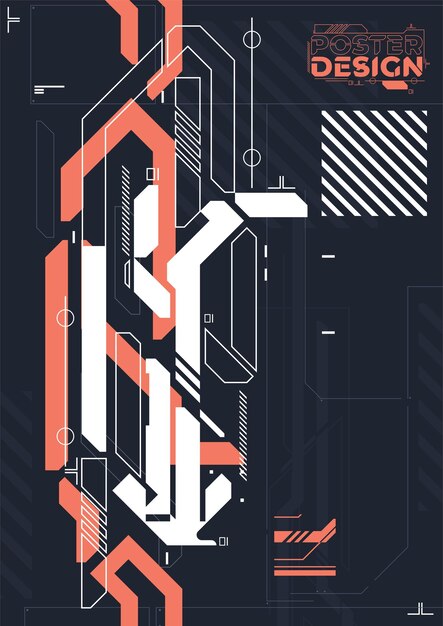 Cartel futurista retro Cyberpunk Ilustración vectorial