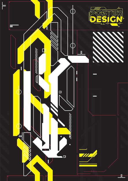 Cartel futurista retro Cyberpunk Ilustración vectorial