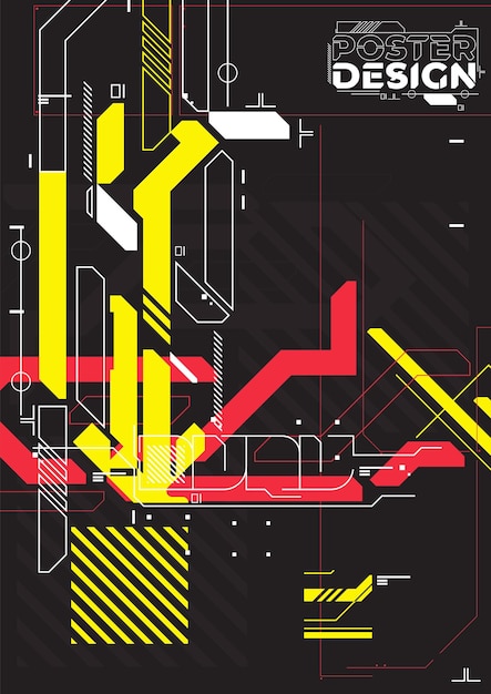 Cartel futurista retro Cyberpunk Ilustración vectorial