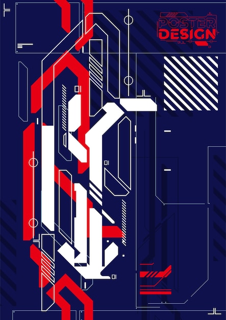 Cartel futurista retro Cyberpunk Ilustración vectorial