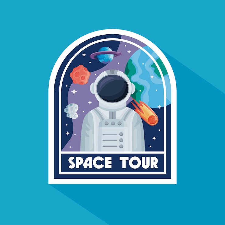 Vector gratuito cartel de gira espacial con astronauta