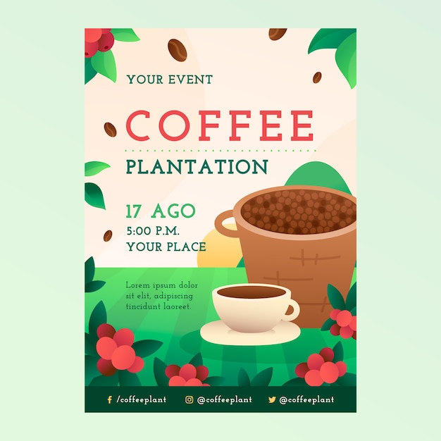 Vector gratuito cartel de gradiente de plantación de café.