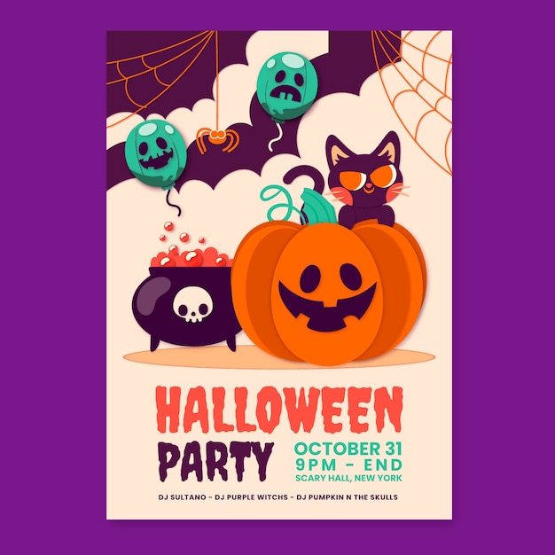 Cartel de halloween en estilo papel