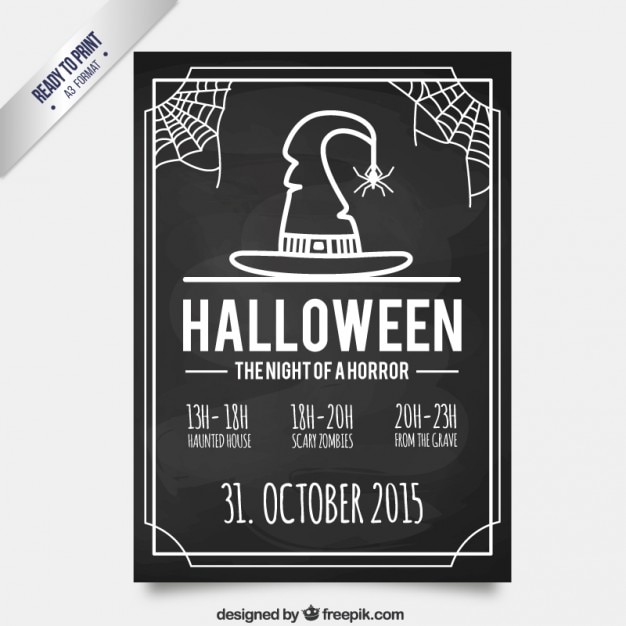 Cartel de halloween en estilo pizarra