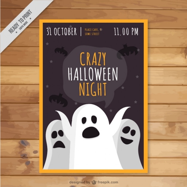 Cartel de halloween con fantasmas y murciélagos