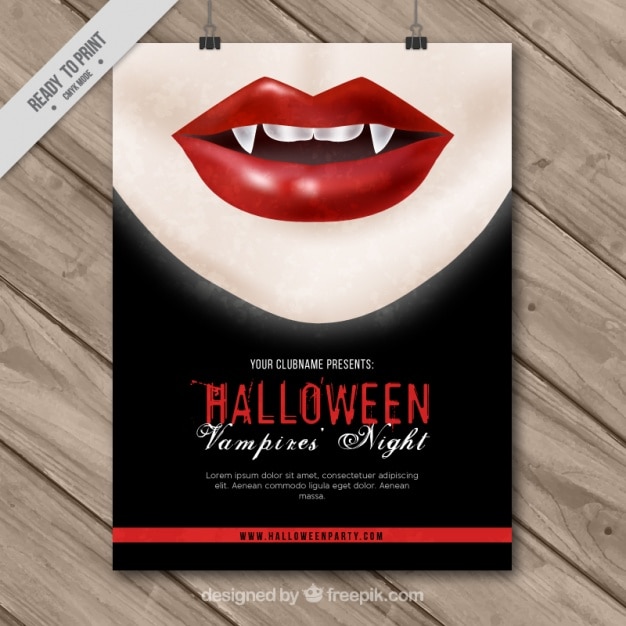 Vector gratuito cartel de halloween de mujer con colmillos