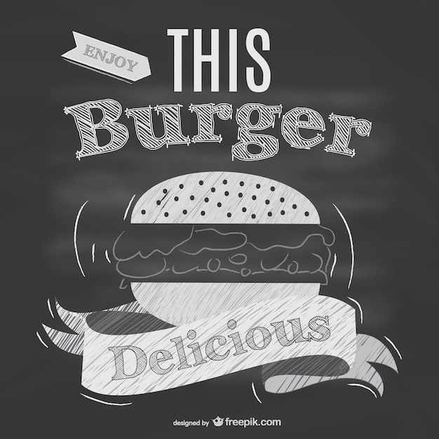 Cartel de hamburguesería retro con textura de pizarra