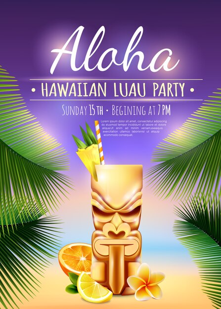 Cartel hawaiano del partido de Luau