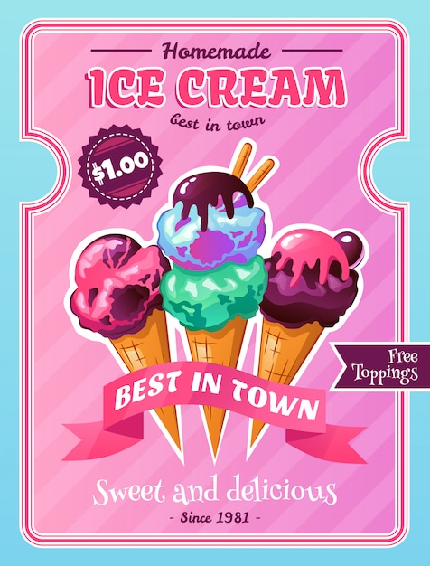 Vector gratuito cartel de helado