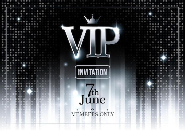 Vector gratuito cartel horizontal premium de la fiesta del club vip con puntos plateados y líneas verticales con ilustración de vector de texto adornado editable