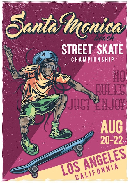 Vector gratuito cartel de ilustración de hombre en patineta