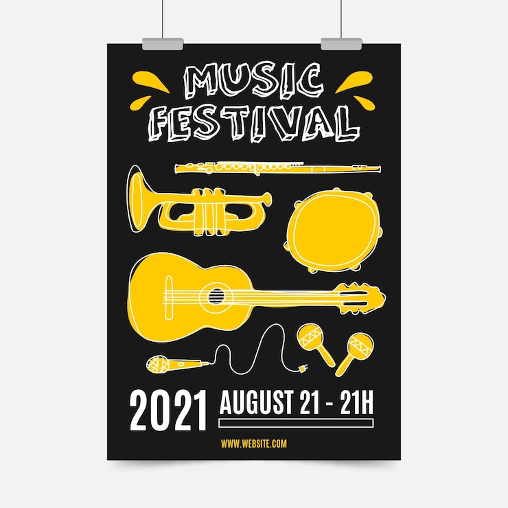Vector gratuito cartel ilustrado del festival de música