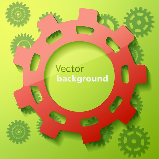 Vector gratuito cartel industrial con engranaje rojo sobre fondo verde