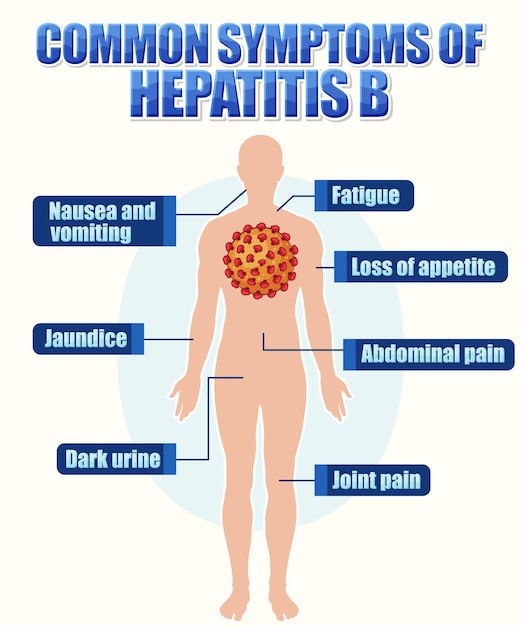 Cartel informativo de síntomas comunes Hepatitis B