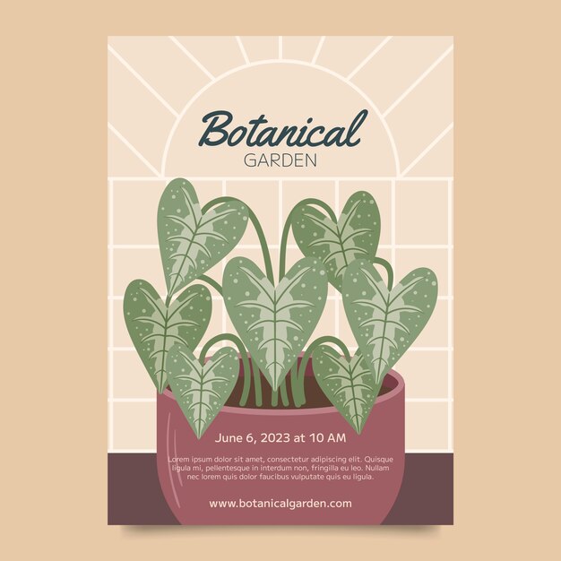 Cartel jardín botánico dibujado a mano